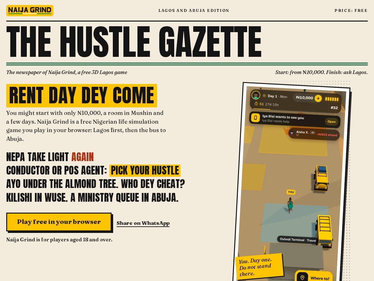 Landing-page snapshot of naijagrind.com