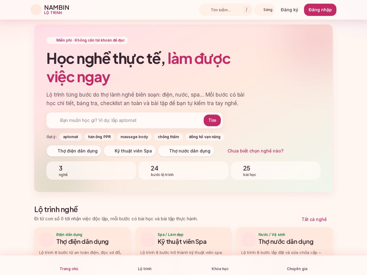 Landing-page snapshot of nambin.com
