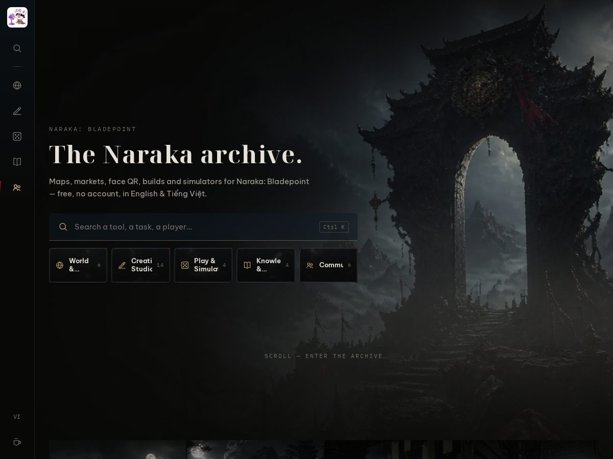 Landing-page snapshot of narakatracker.com