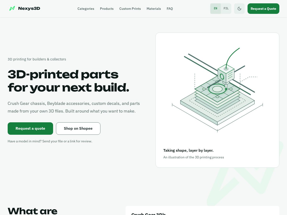Landing-page snapshot of nexys3d.com