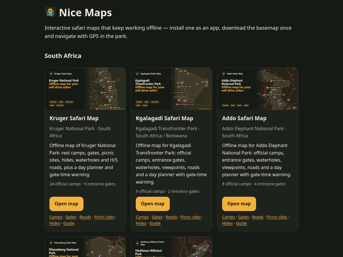 Landing-page snapshot of nice-maps.com