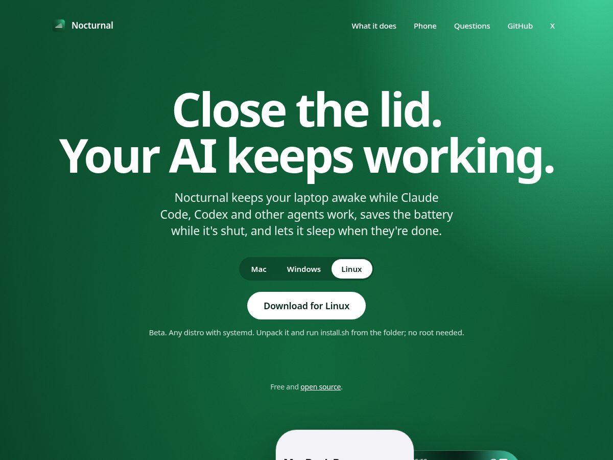 Landing-page snapshot of nocturnal.tools