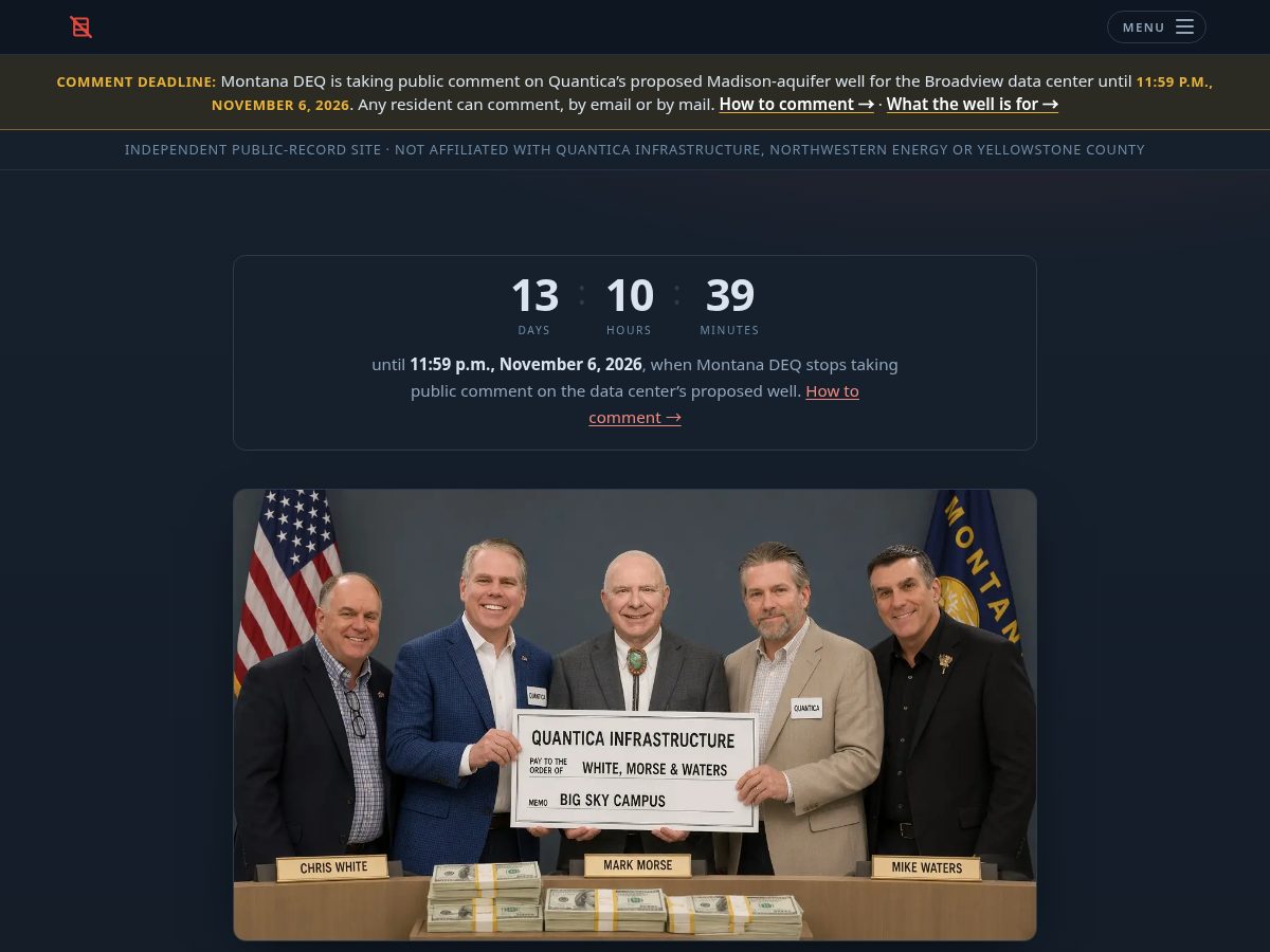 Landing-page snapshot of nodatacentersinbillings.org