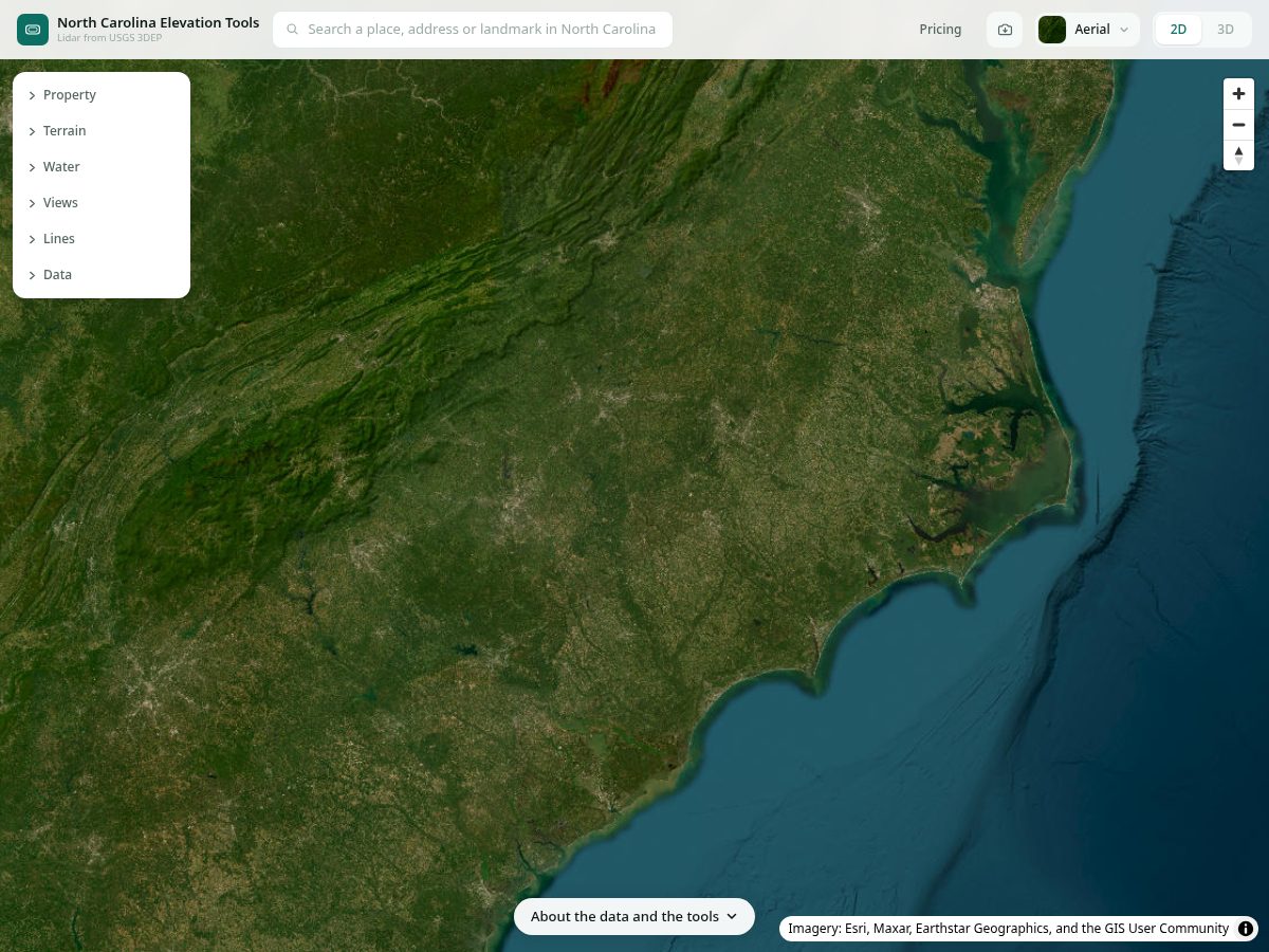 Landing-page snapshot of northcarolinaelevationtools.com