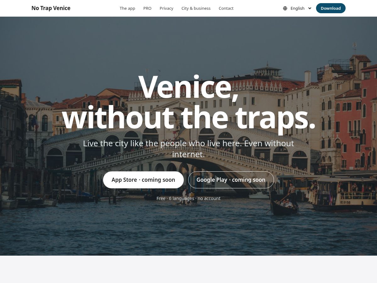 Landing-page snapshot of notrapvenice.com