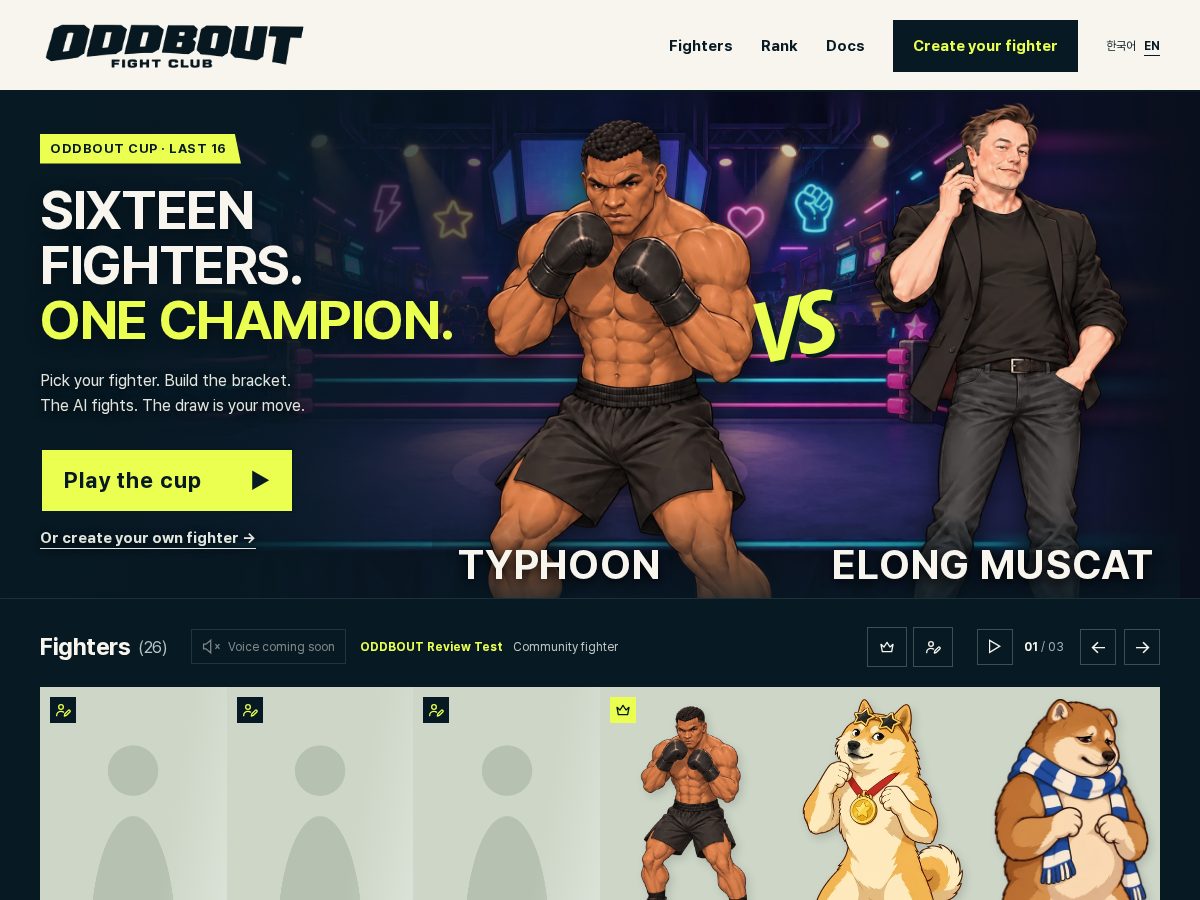 Landing-page snapshot of oddbout.com