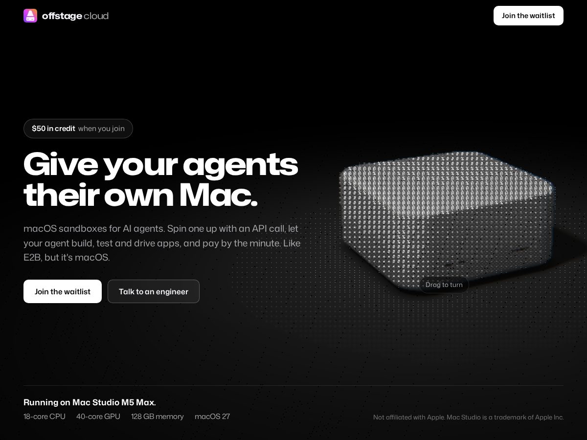 Landing-page snapshot of offstage.cloud