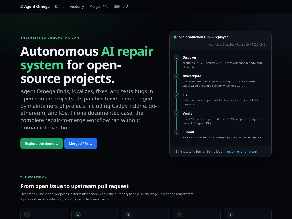 Landing-page snapshot of omegademo.com