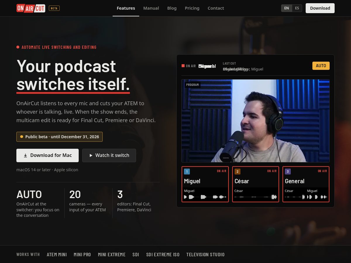Landing-page snapshot of onaircut.com