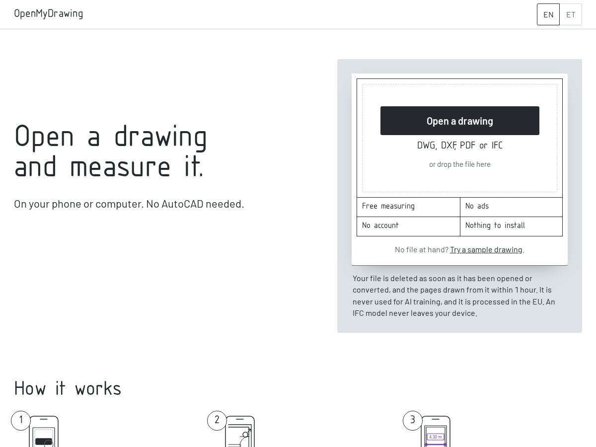 Landing-page snapshot of openmydrawing.com
