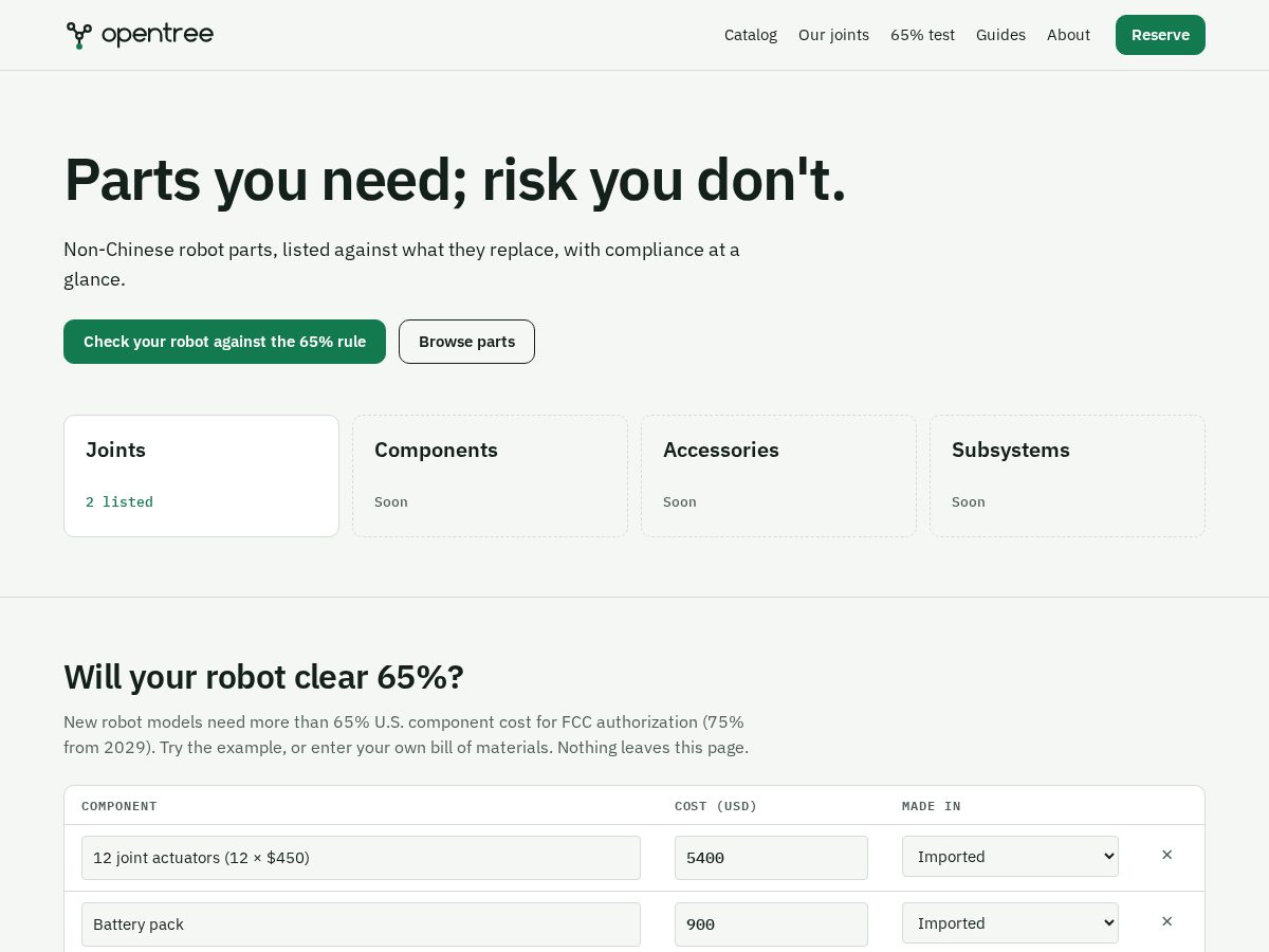 Landing-page snapshot of opentree.shop