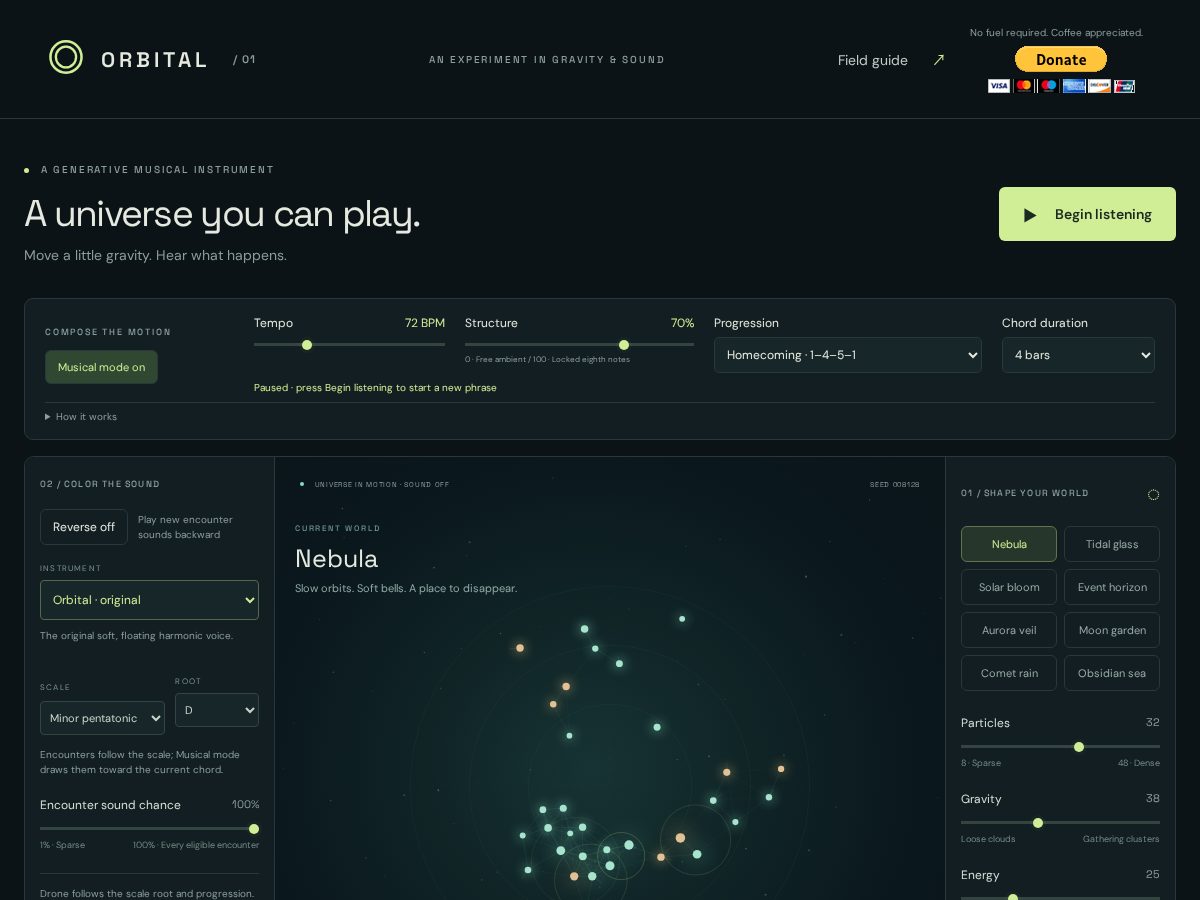 Landing-page snapshot of orbitalsynth.com