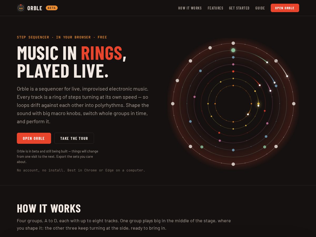 Landing-page snapshot of orble.live