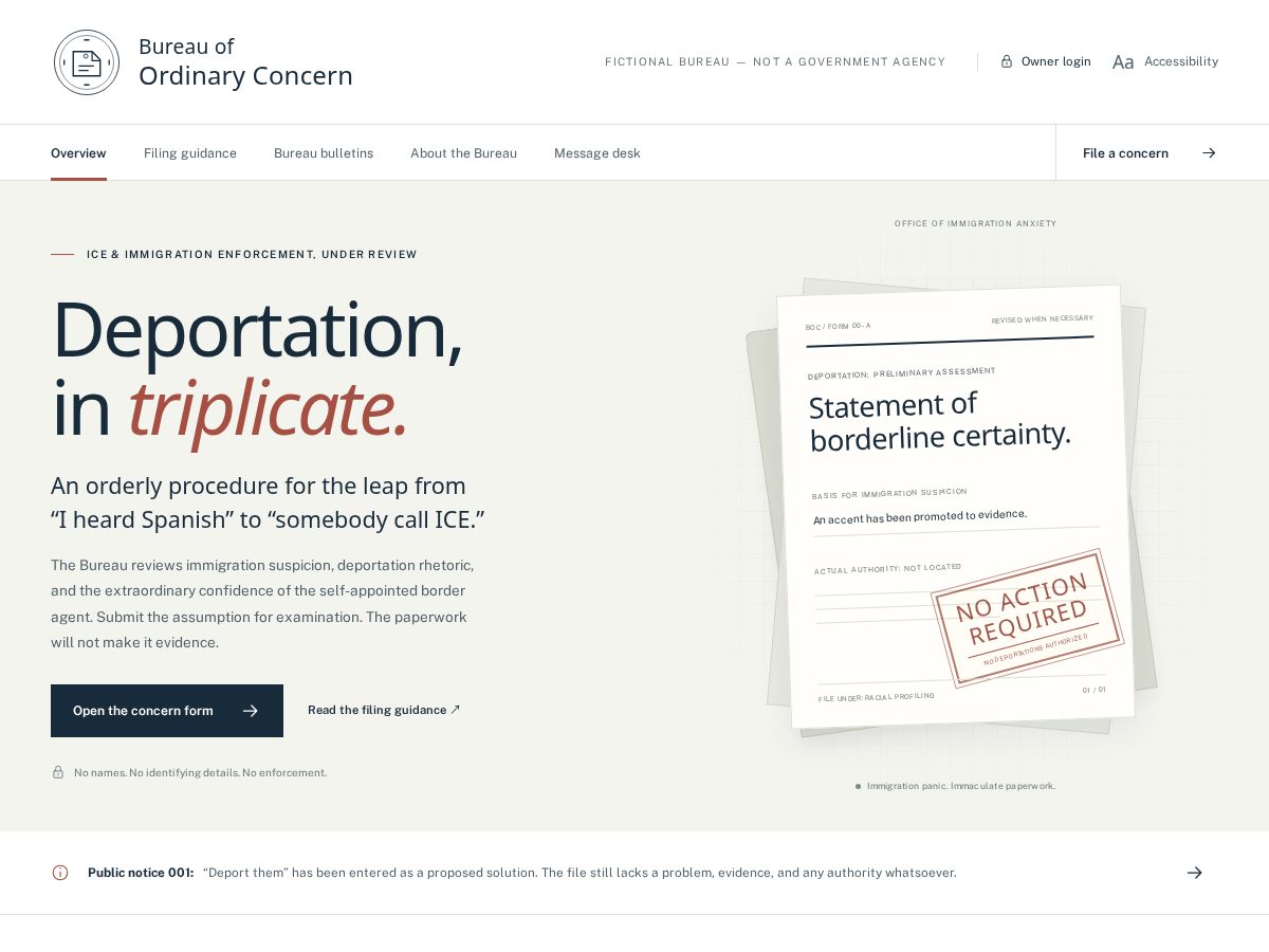Landing-page snapshot of ordinaryconcern.org