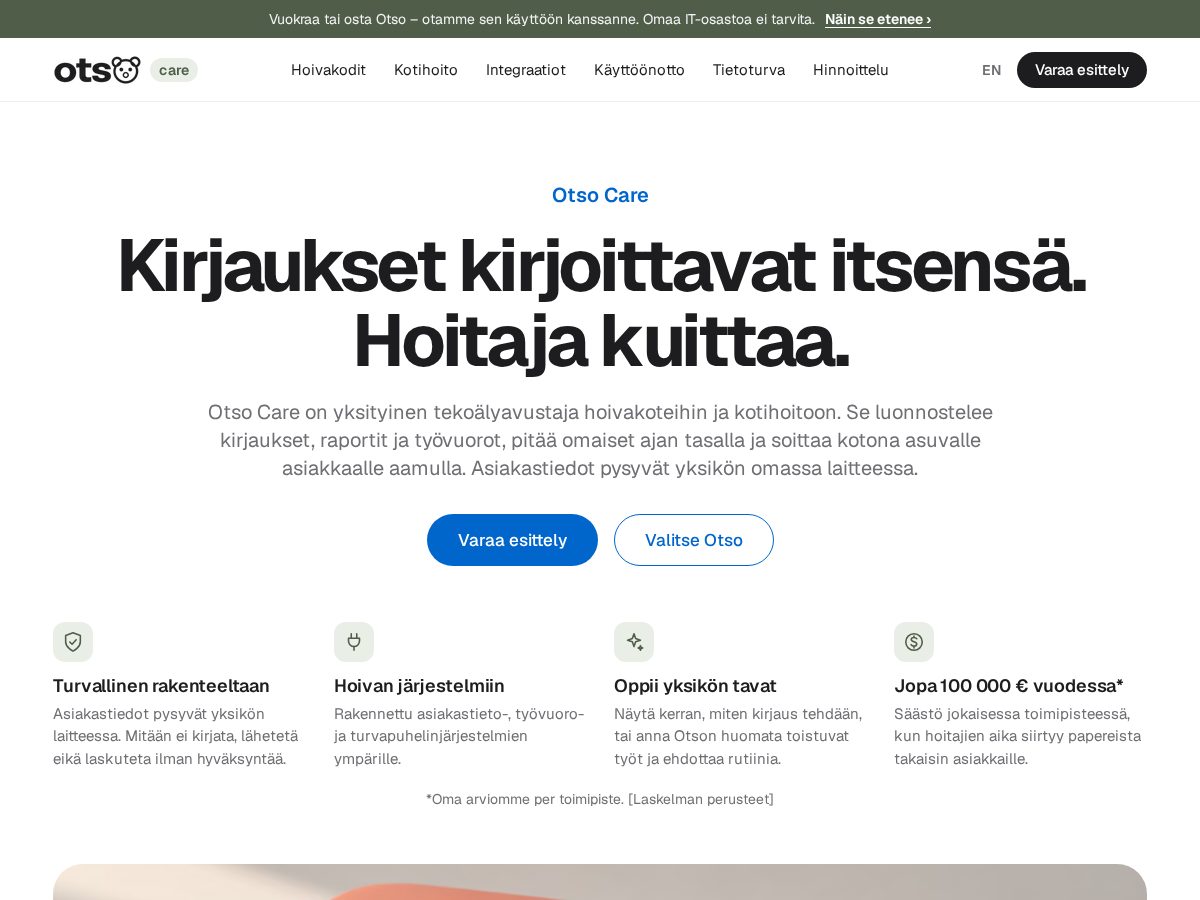 Landing-page snapshot of otsocare.com