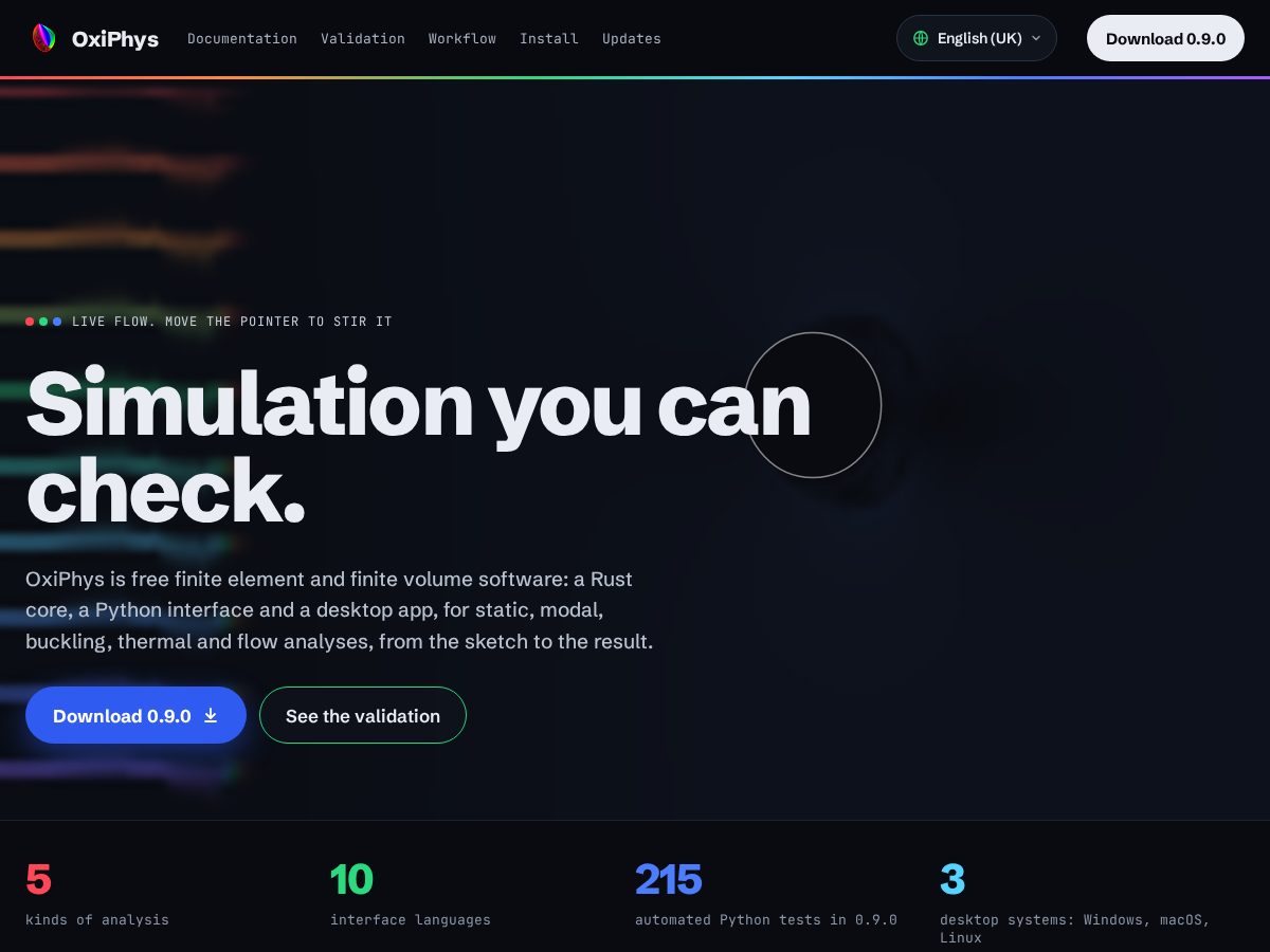 Landing-page snapshot of oxiphys.com