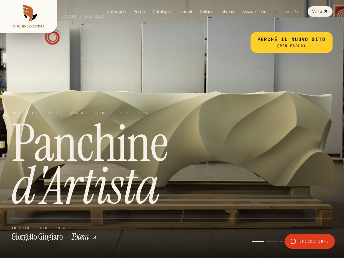 Landing-page snapshot of panchinedartista.com