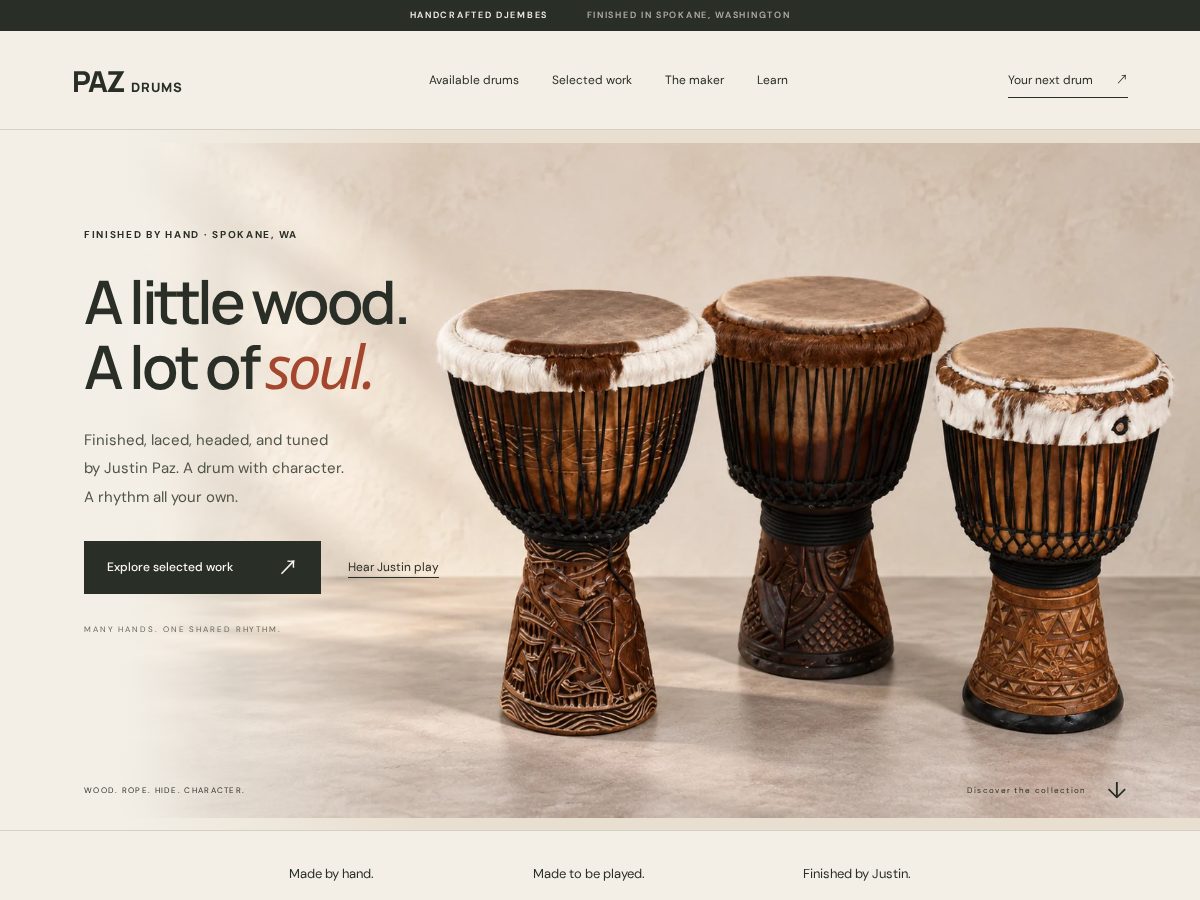 Landing-page snapshot of pazdrum.com