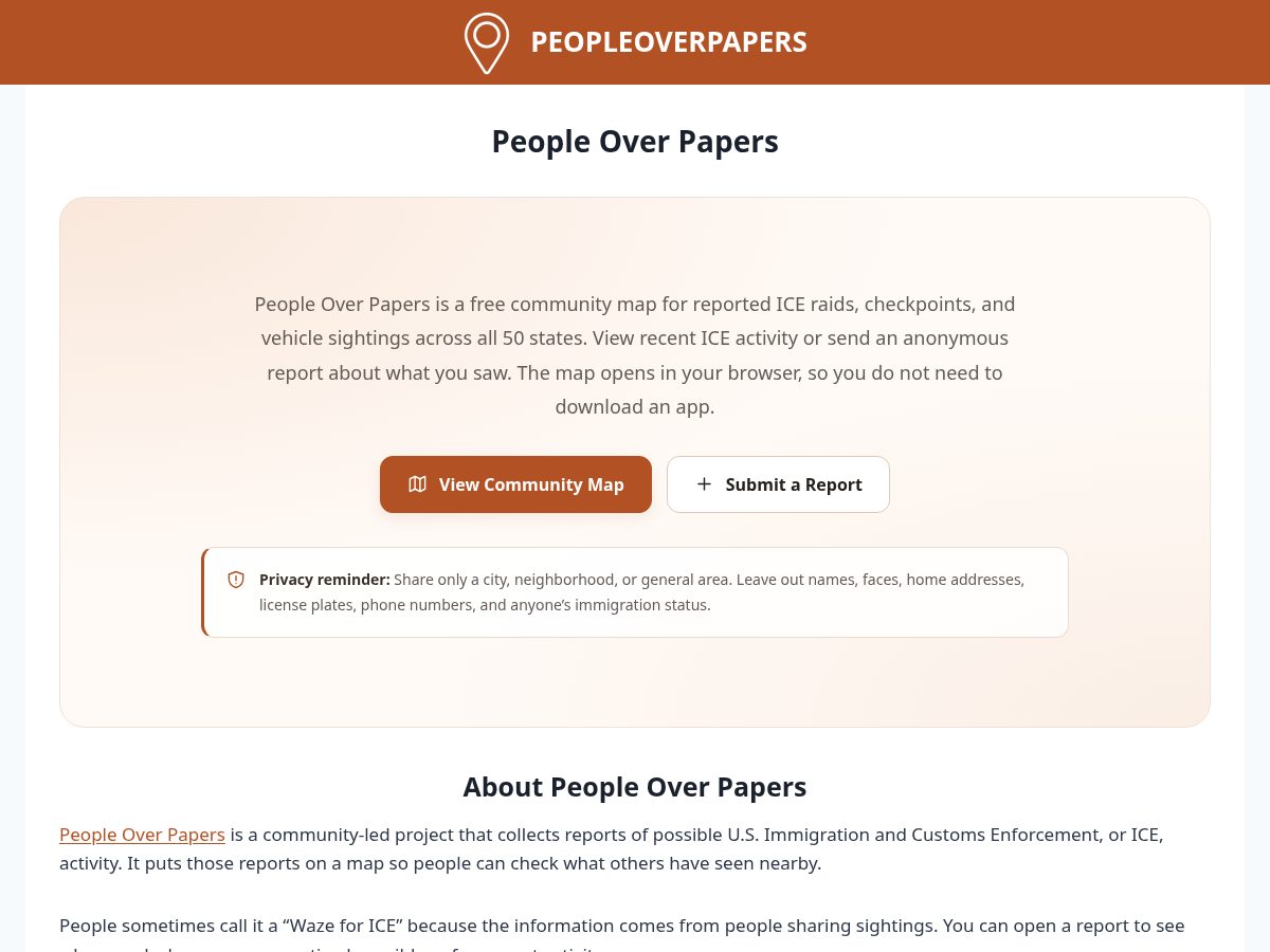 Landing-page snapshot of peopleoverpapers.org