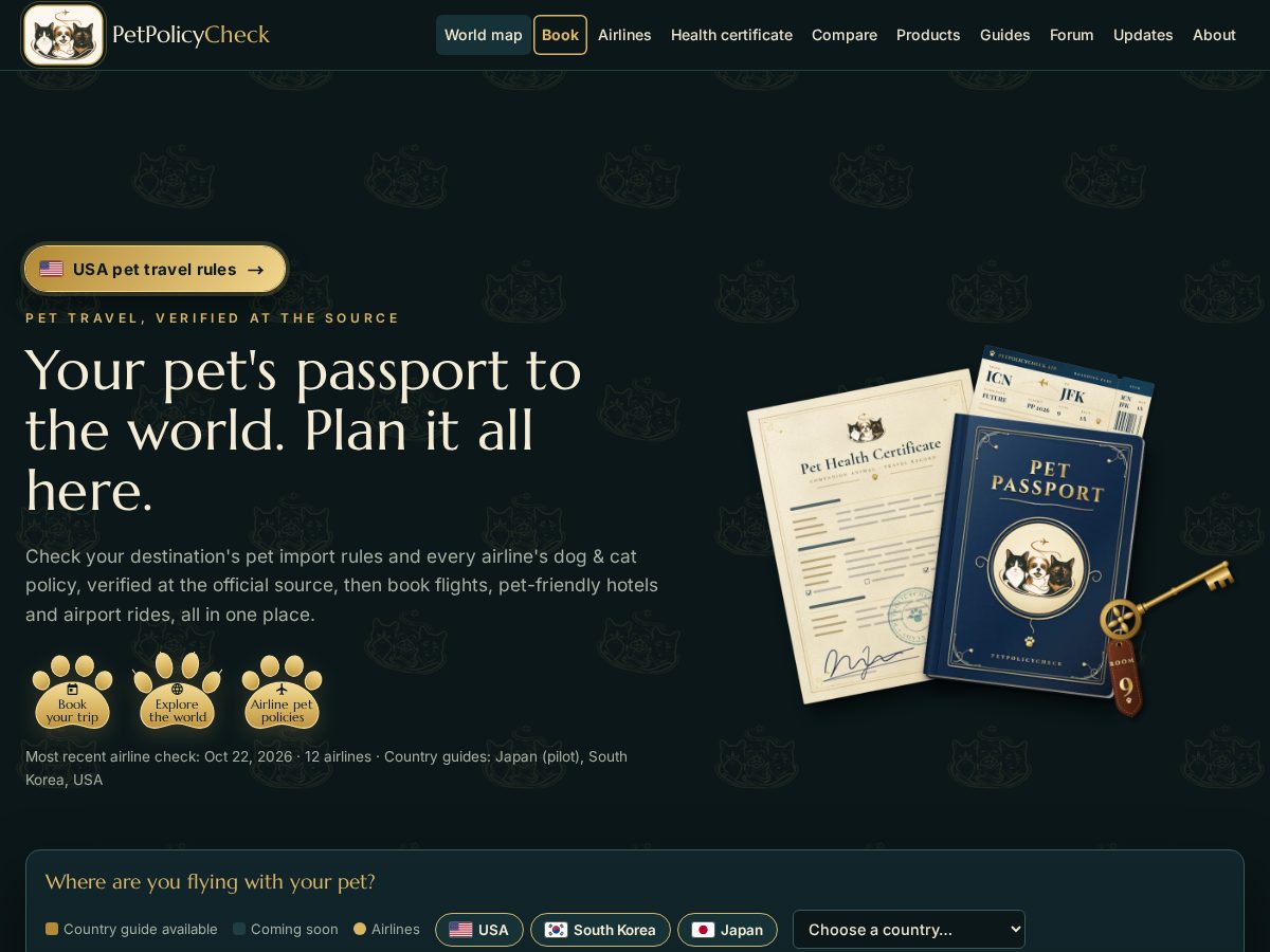 Landing-page snapshot of petpolicycheck.com