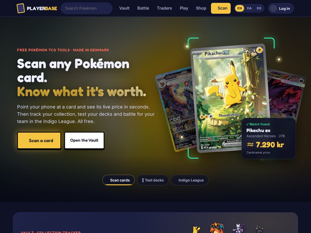Landing-page snapshot of playerbasetcg.com