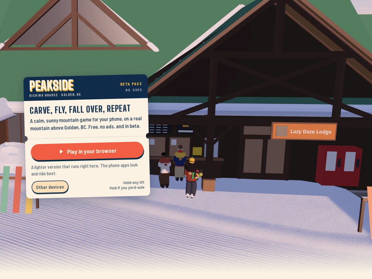 Landing-page snapshot of playpeakside.com