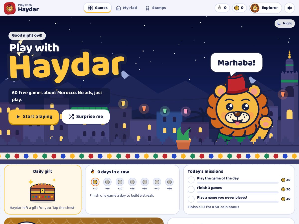 Landing-page snapshot of playwithhaydar.com