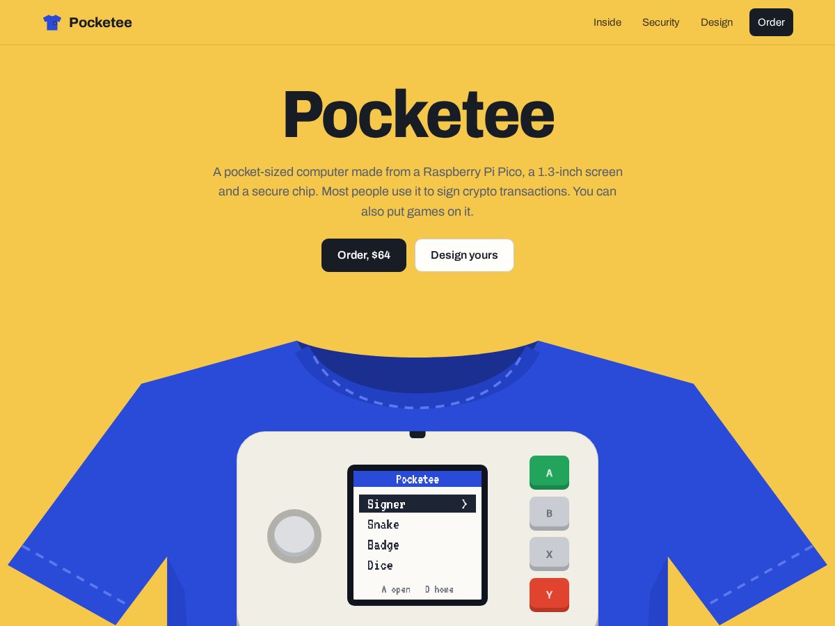 Landing-page snapshot of pocketee.xyz