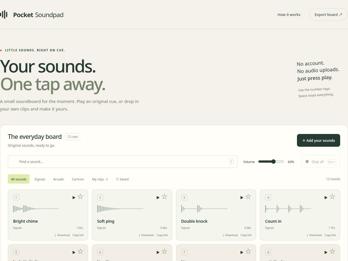Landing-page snapshot of pocketsoundpad.com