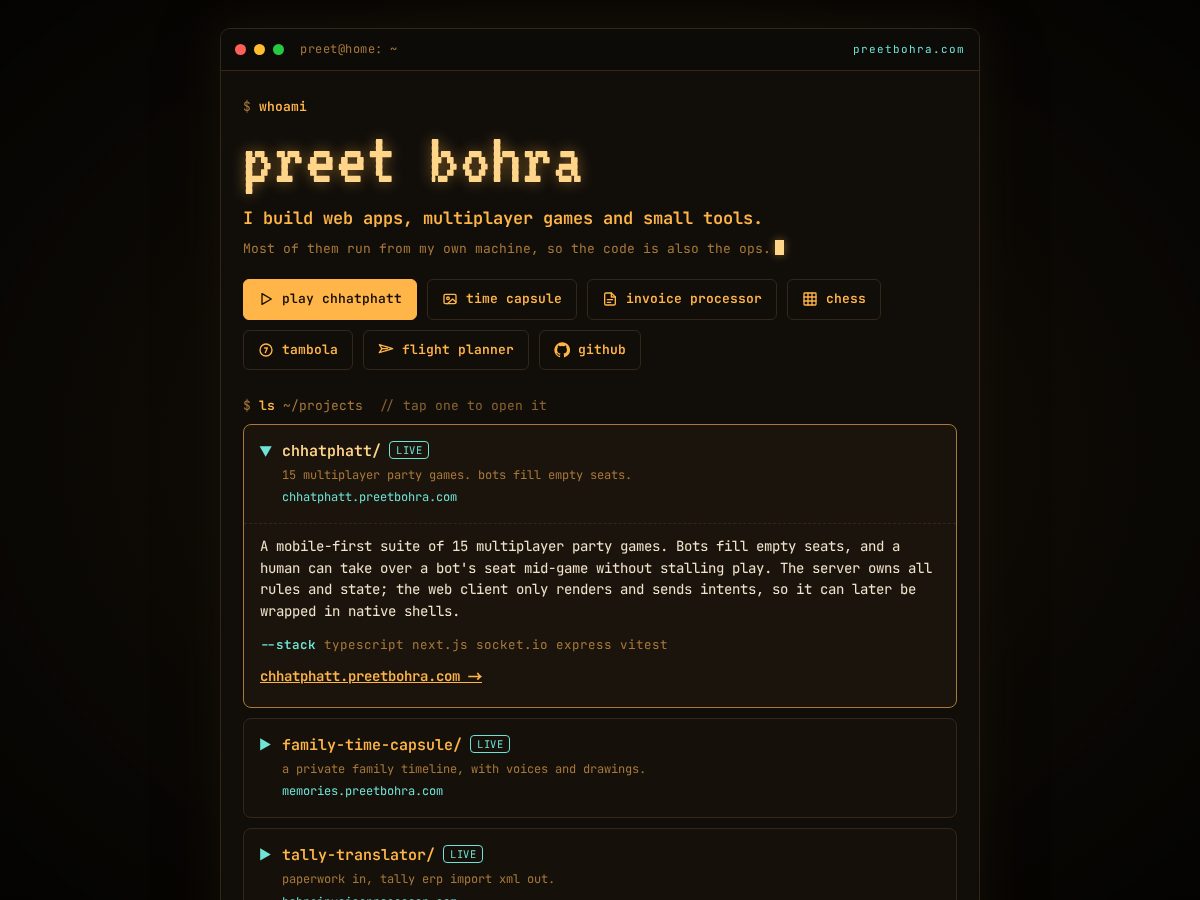 Landing-page snapshot of preetbohra.com