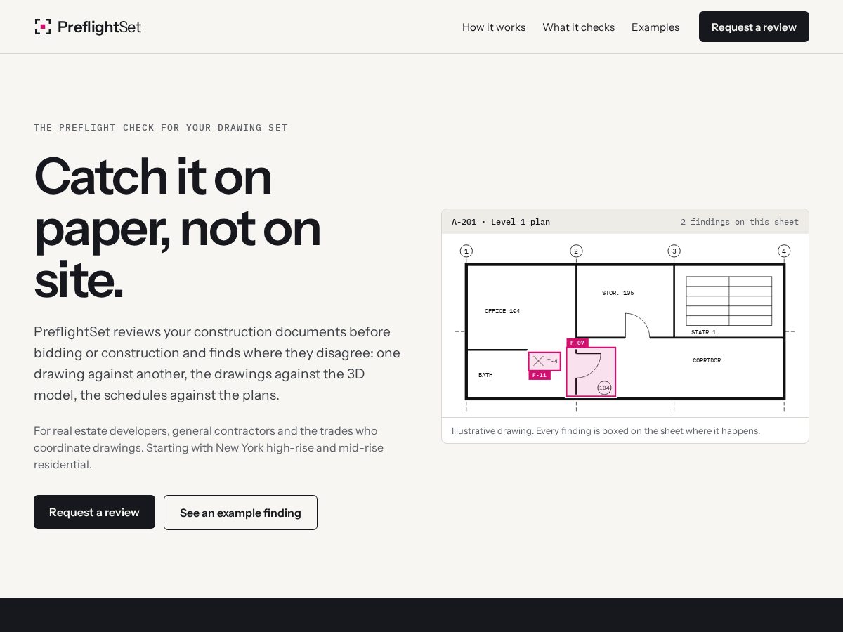 Landing-page snapshot of preflightset.com