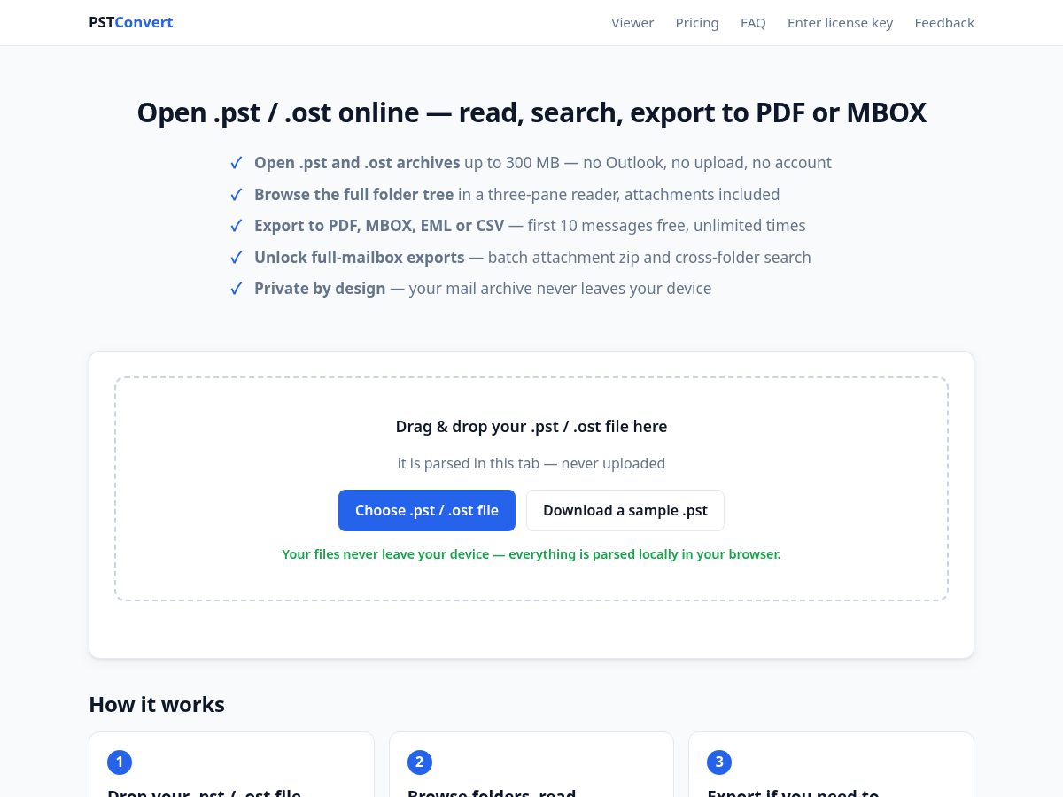 Landing-page snapshot of pstconvert.com