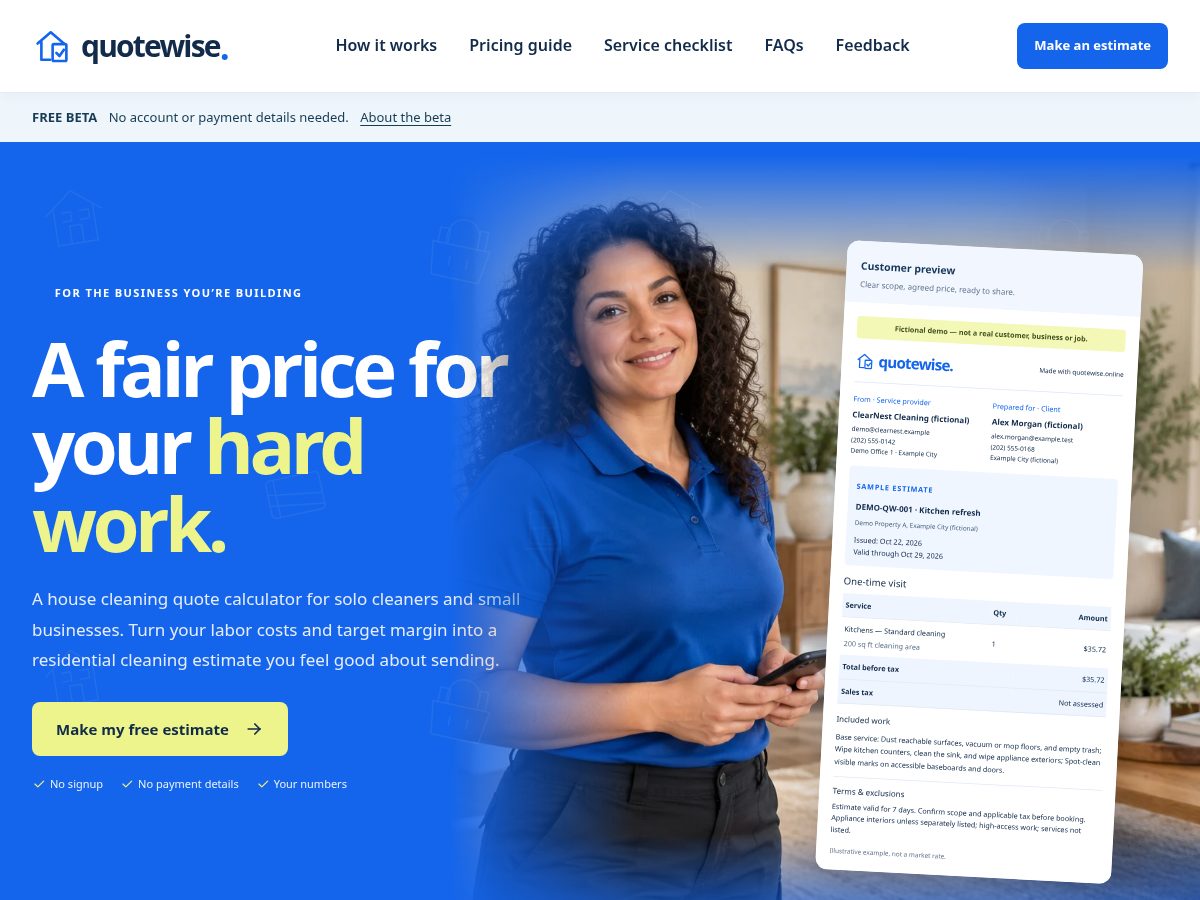 Landing-page snapshot of quotewise.online