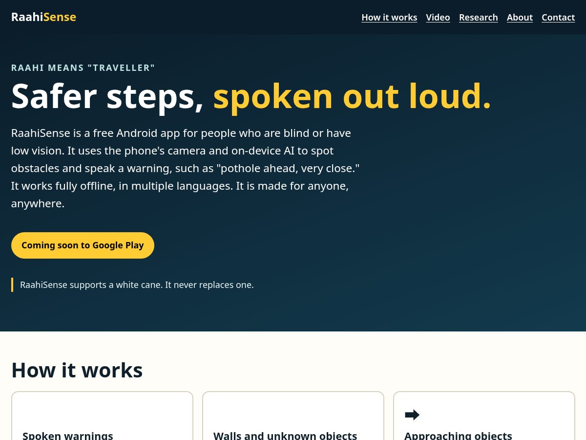 Landing-page snapshot of raahisense.com