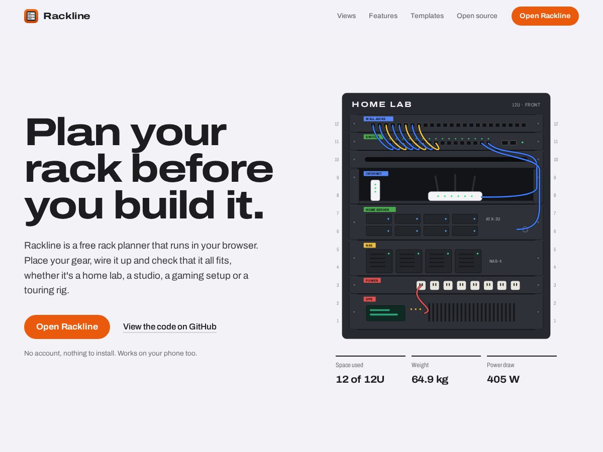 Landing-page snapshot of rackline.online