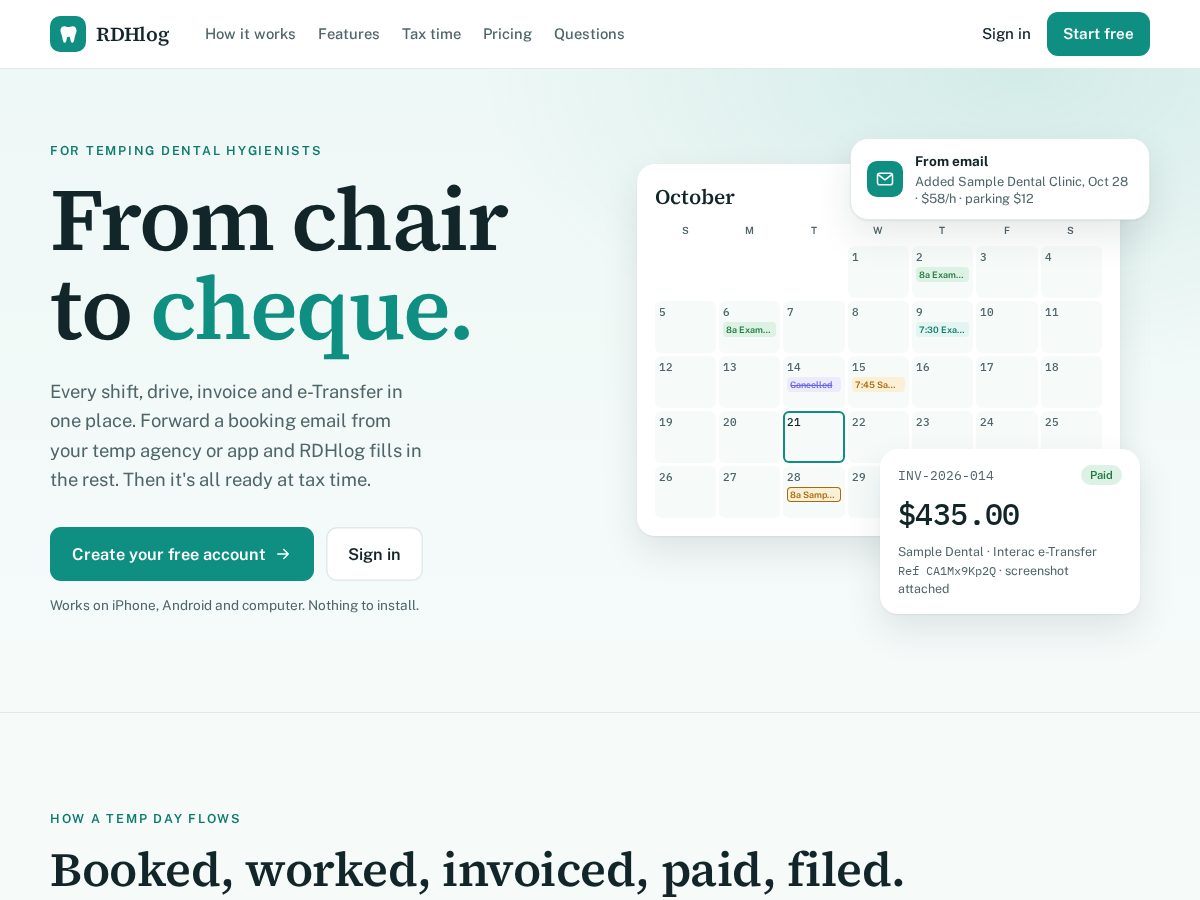 Landing-page snapshot of rdhlog.com