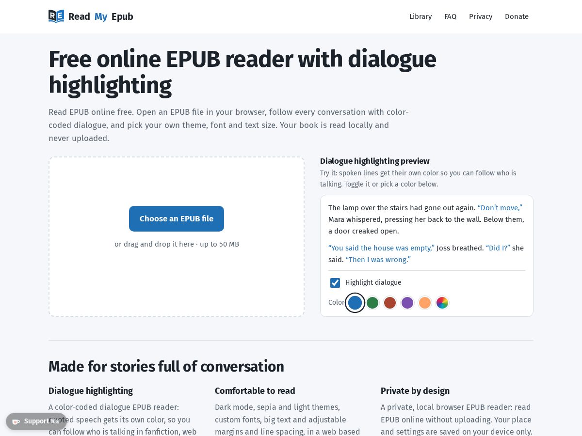 Landing-page snapshot of readmyepub.com
