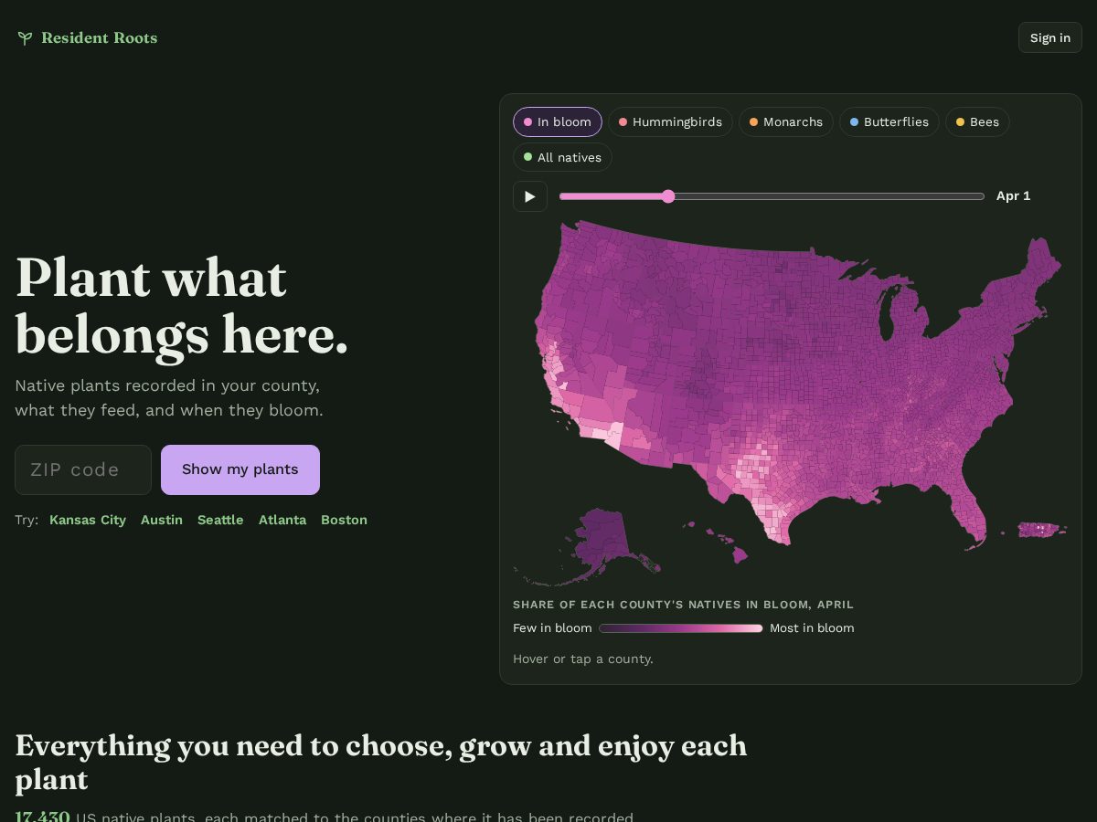 Landing-page snapshot of residentroots.com