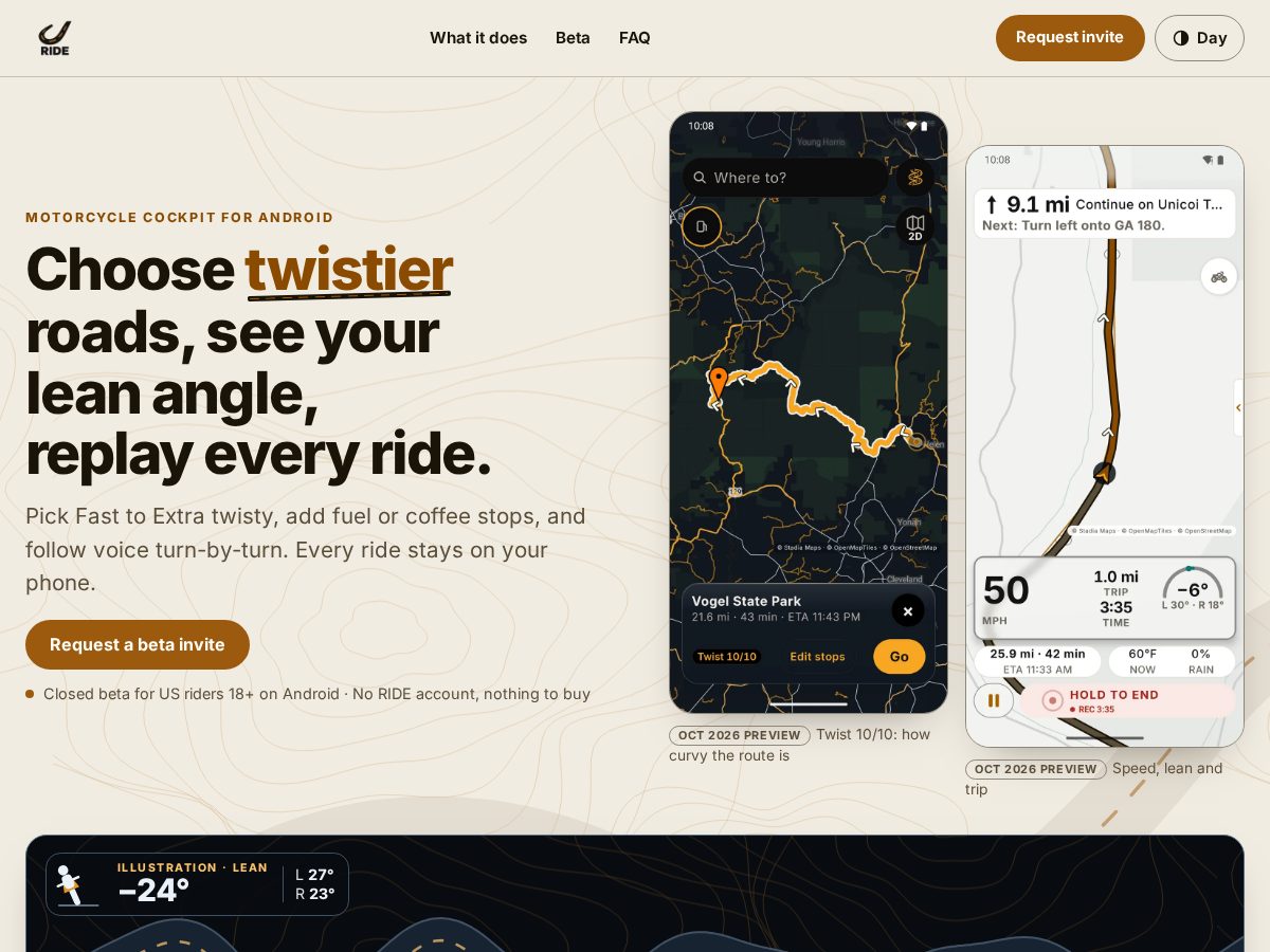 Landing-page snapshot of ridecockpit.com