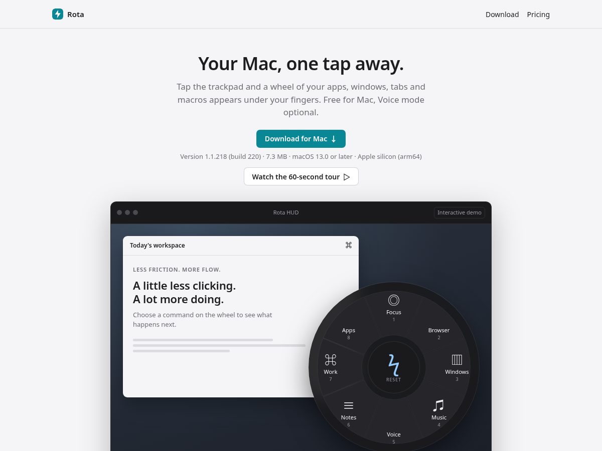 Landing-page snapshot of rotahud.com