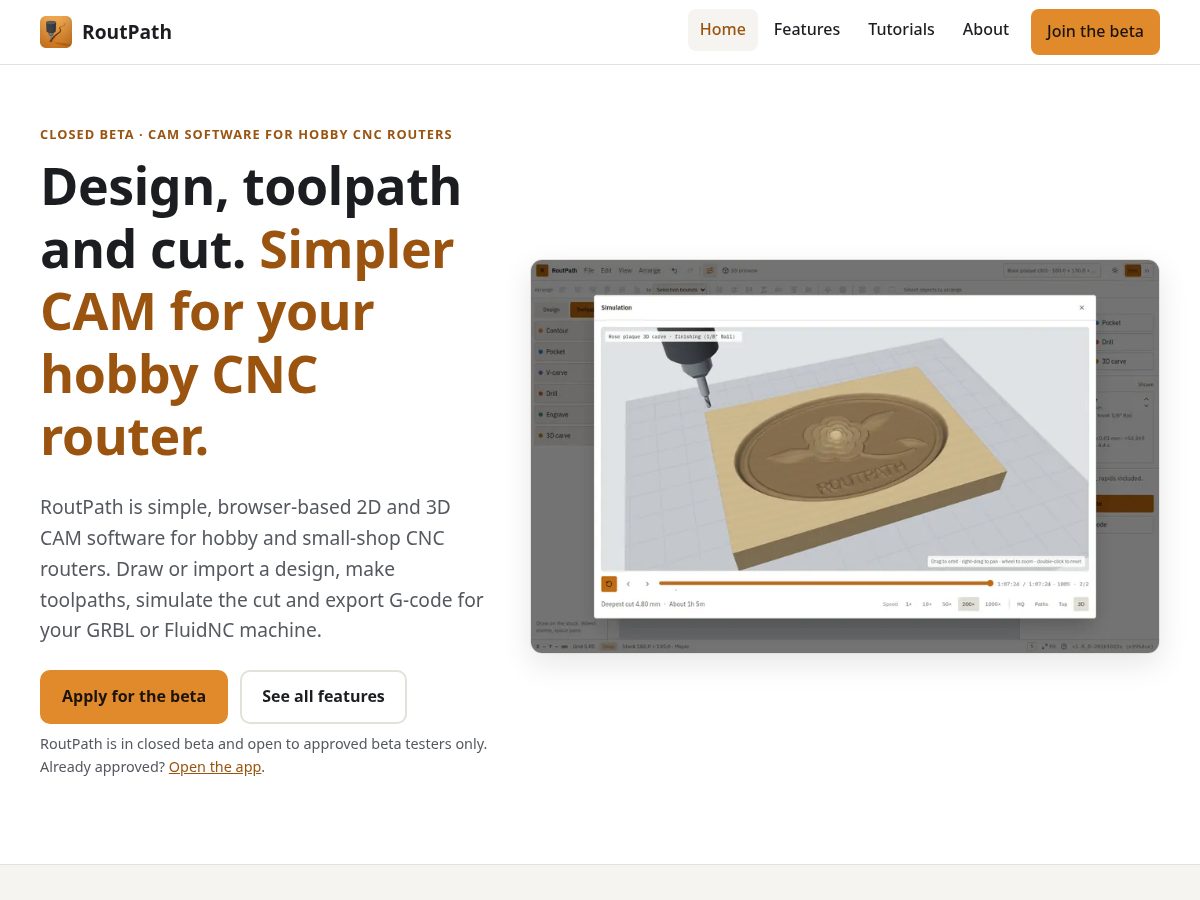 Landing-page snapshot of routpath.com