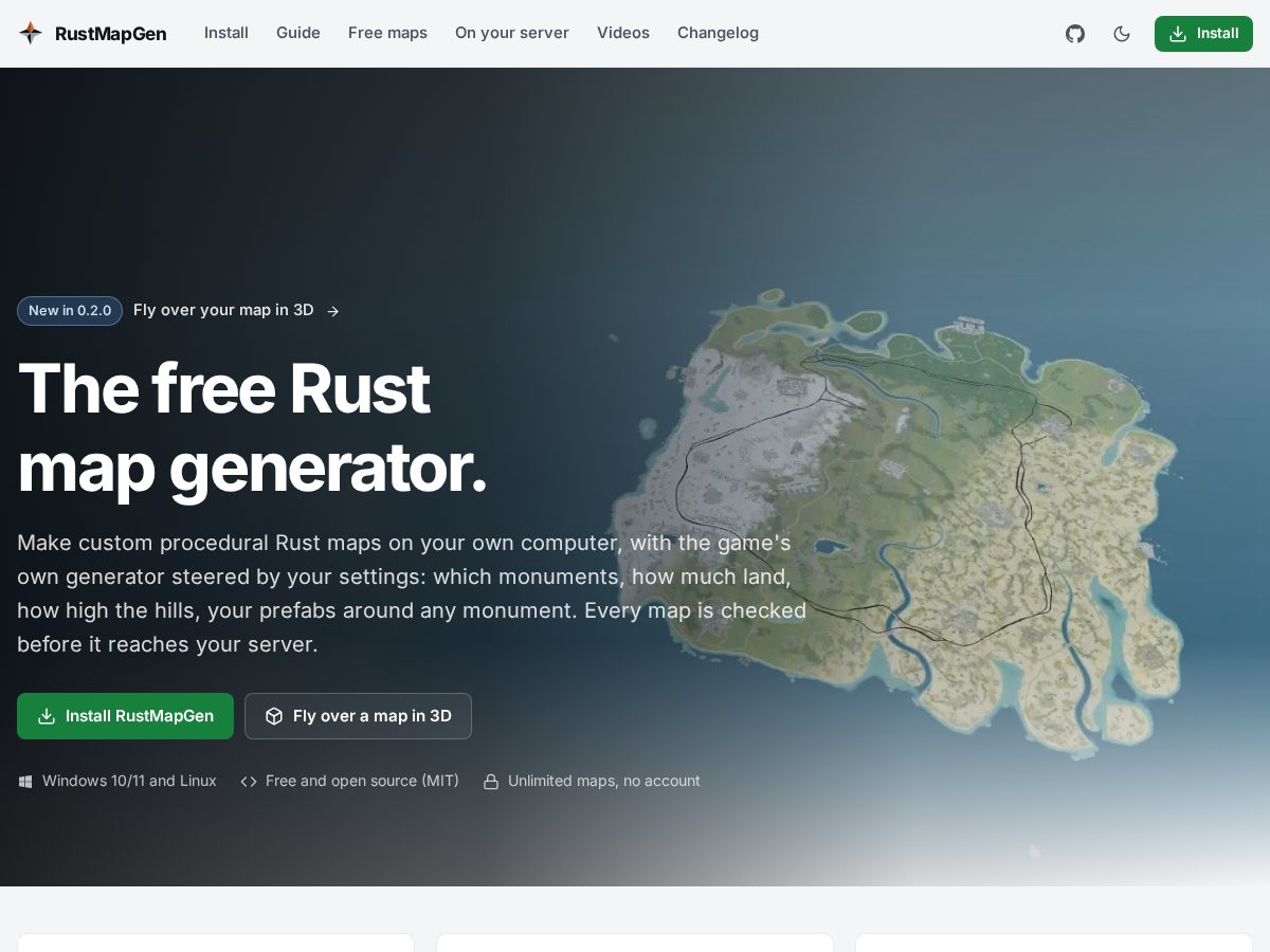 Landing-page snapshot of rustmapgen.com