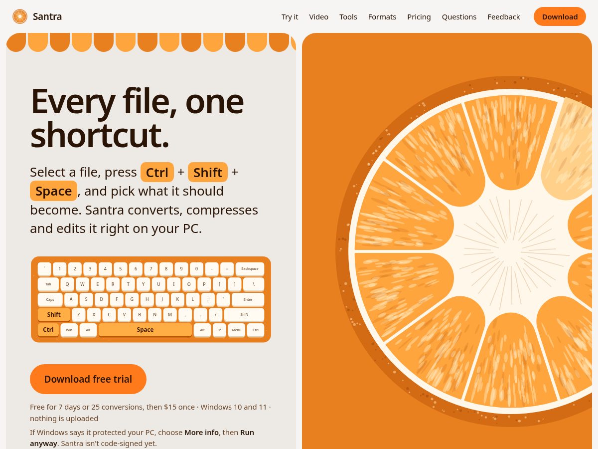 Landing-page snapshot of santraapp.com