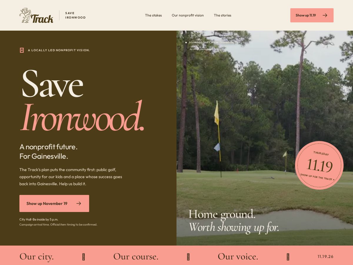 Landing-page snapshot of saveironwood.com