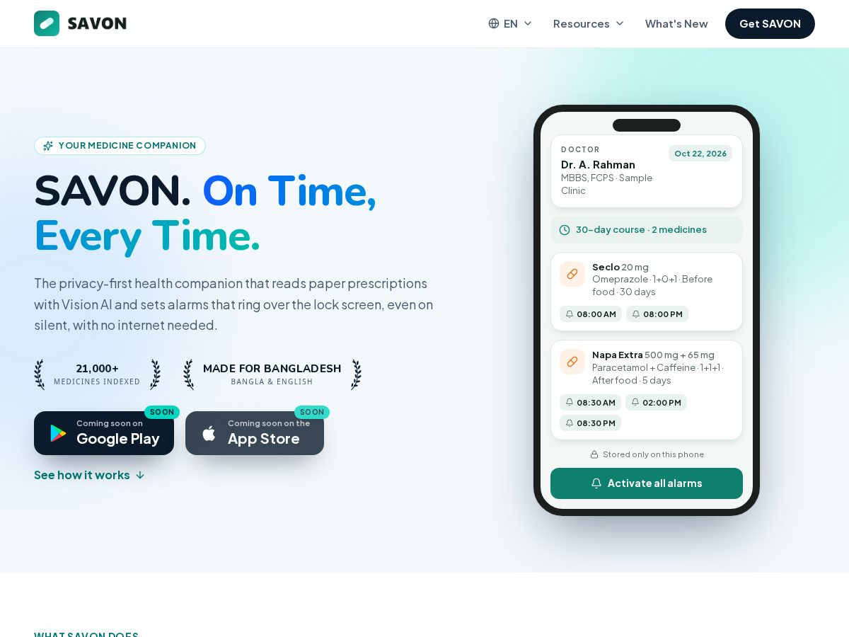 Landing-page snapshot of savon.cloud