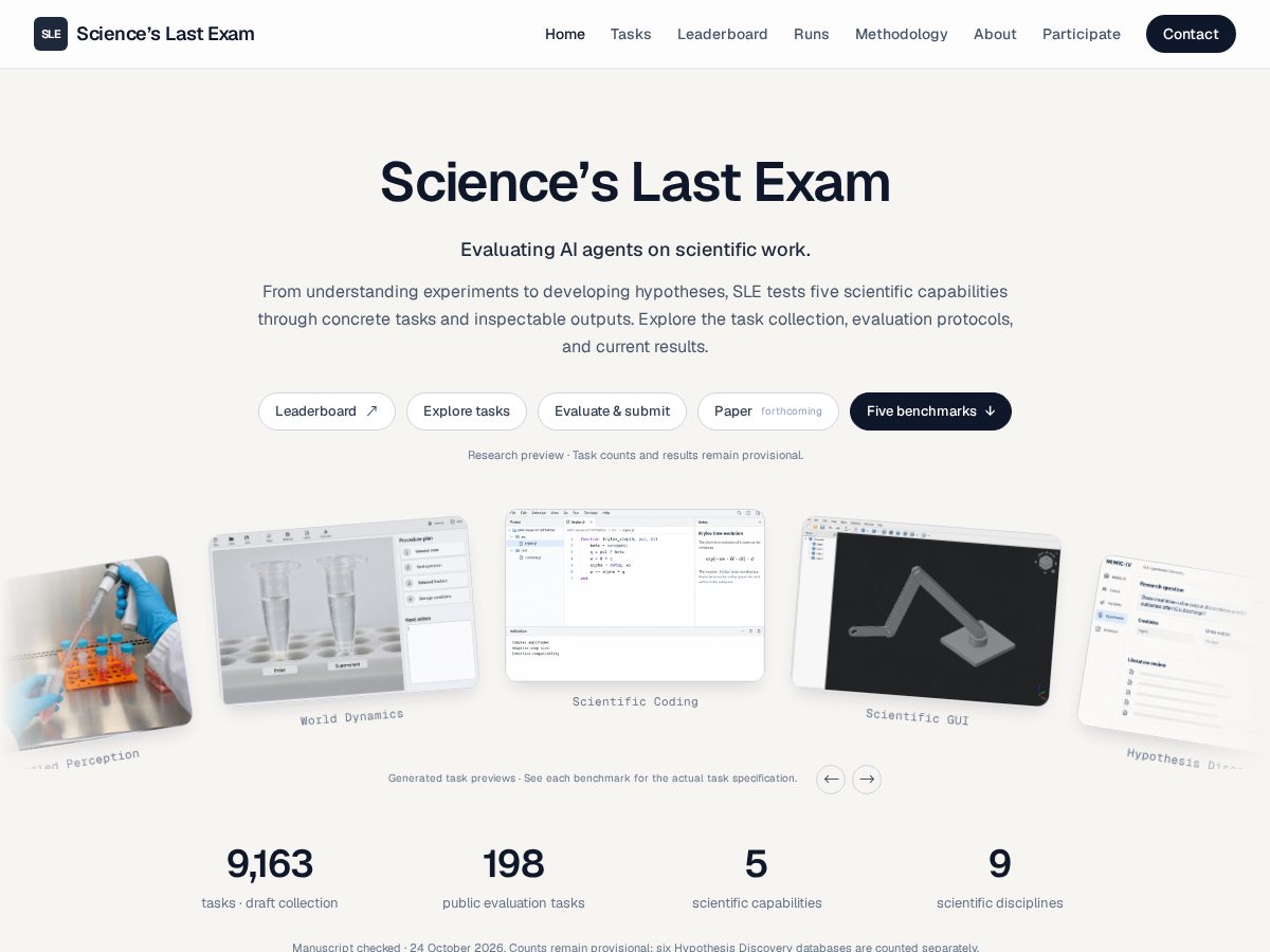 Landing-page snapshot of sciences-last-exam.org