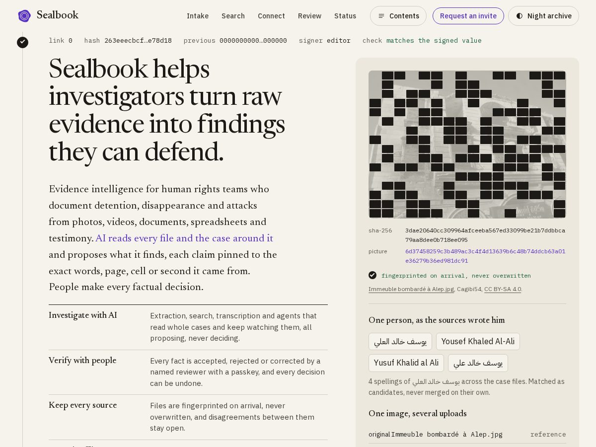 Landing-page snapshot of sealbook.org