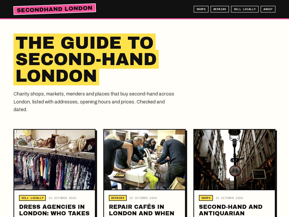 Landing-page snapshot of secondhandlondon.org
