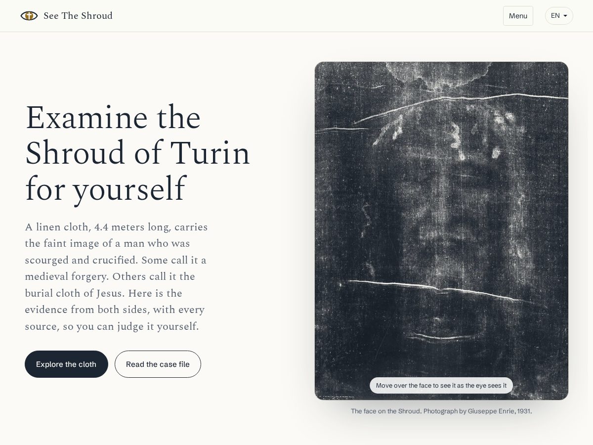 Landing-page snapshot of seetheshroud.org