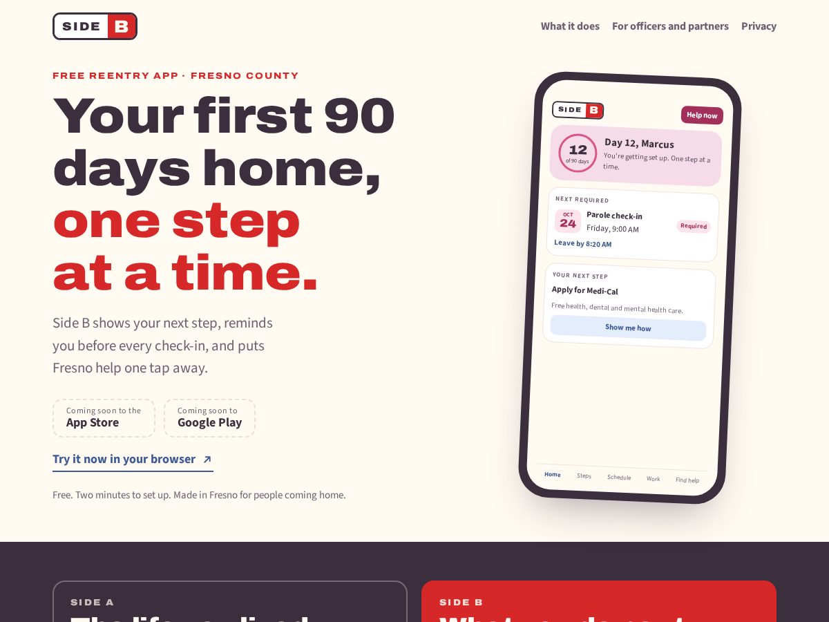 Landing-page snapshot of sidebreentry.com